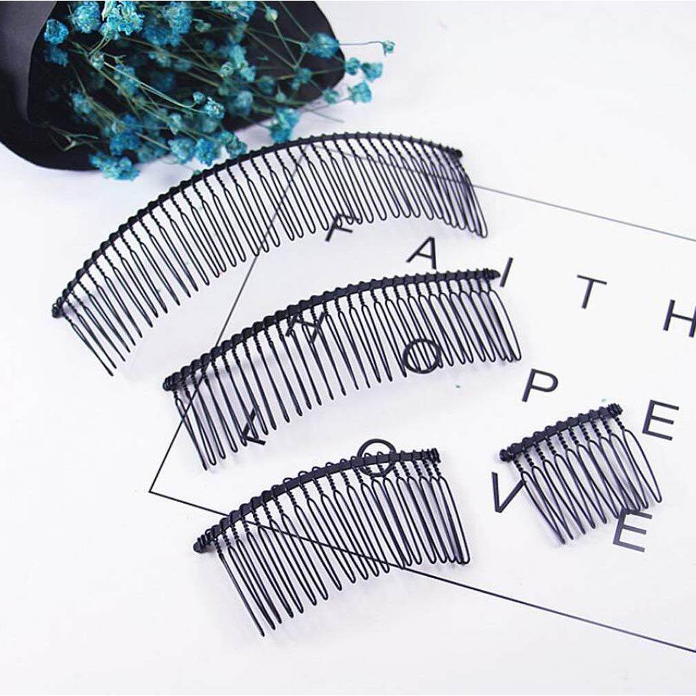 10 PCS Long Metal Wire Hair Clips for Bridal Wedding Party - 40 Teeth/15cm Twist Barrettes Pins Veil Combs Bulk for Women Girls (Black) - My Store