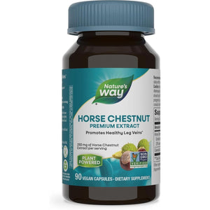 Nature's Way Horse Chestnut Extract, Premium Extract, Promotes Healthy Leg Veins*, 250 mg per Serving, Vegan, 90 Capsules (Packaging May Vary)