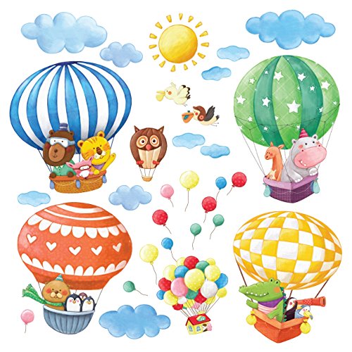 Buy now DECOWALL DA-1406B Animal Hot Air Balloons Kids Wall Stickers Wall Decals Peel and Stick Removable Wall Stickers for Kids Nursery Bedroom Living Room décor at indiglob india