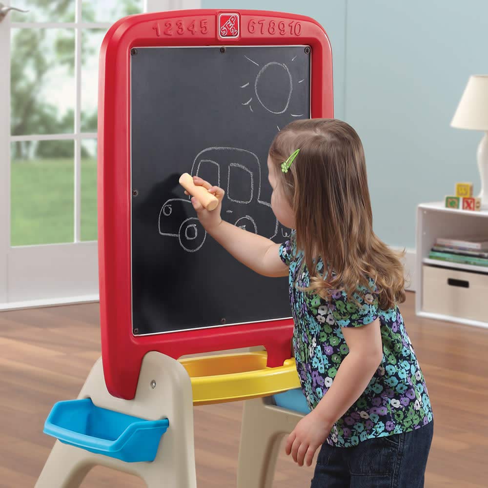 Buy now Step2 All Around Easel for Two, Kids Activity Table, Double-Sided Art Board, Made of Durable Plastic, Includes 94-Piece Soft Foam Magnets, For Toddlers 3+ Years Old at indiglob india