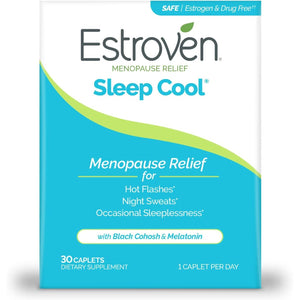 Estroven Sleep Cool for Menopause Relief, 30 Ct, Sleep Support Supplement With Clinically Proven Ingredients to Relieve Menopause Symptoms plus Night Sweats & Hot Flash Relief, Drug-No & Gluten-No