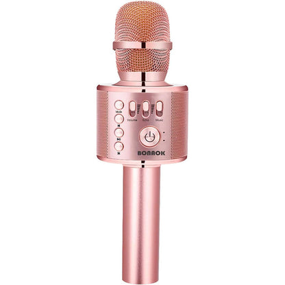 BONAOK Wireless Bluetooth Karaoke Microphone,3-in-1 Portable Handheld Karaoke Mic Speaker Machine Home Party Birthday for All Smartphones PC(Q37 Rose Gold)