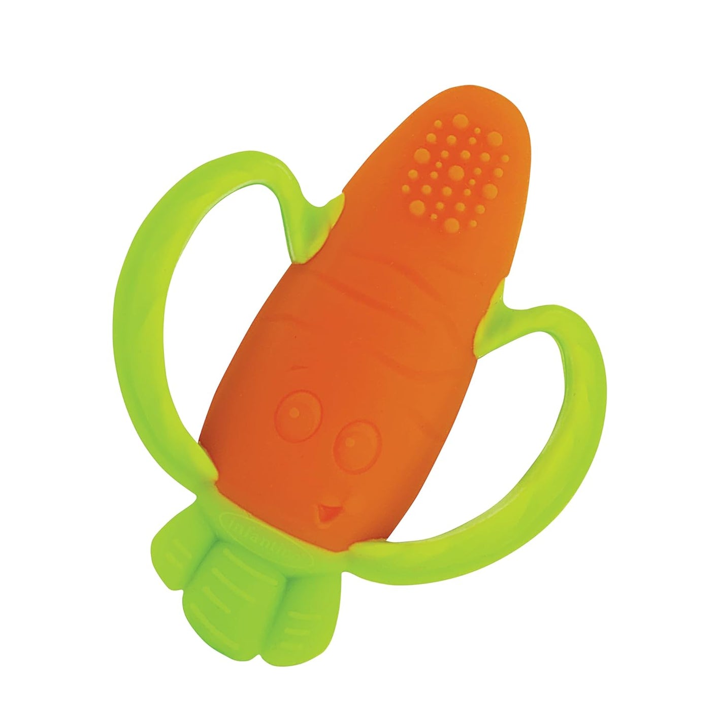 Infantino Lil’ Nibbles Textured Silicone Teether, BPA-Free Baby Teething Toy, Soft, Easy to Hold, Sensory Stimulation for Infants, Carrot