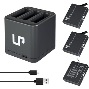 Insta360 ONE X Battery Charger Pack, Compatible with Insta360 ONE X Action Camera, LP 3-Pack Replacement Battery & Triple Slot USB Charger with Built-in TF Memory Card Reader