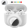 2 in 1 Protective Skin Case Compatible for Airpods Pro and Airtag Case Combo Set, Silicone GPS Tracker Cover Holder, Soft Shock-Proof Anti-Scratch Anti-Lost(White) - White