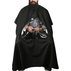 CM Barber Cape with Clear Window Salon Cape Hair Cutting Cover Hair Drape Waterproof Haircut Apron with Buckle for Barber Shop Salon Stylists Home DIY Hairdressing