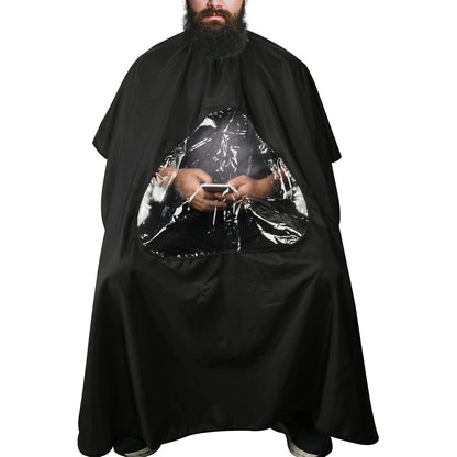 CM Barber Cape with Clear Window Salon Cape Hair Cutting Cover Hair Drape Waterproof Haircut Apron with Buckle for Barber Shop Salon Stylists Home DIY Hairdressing