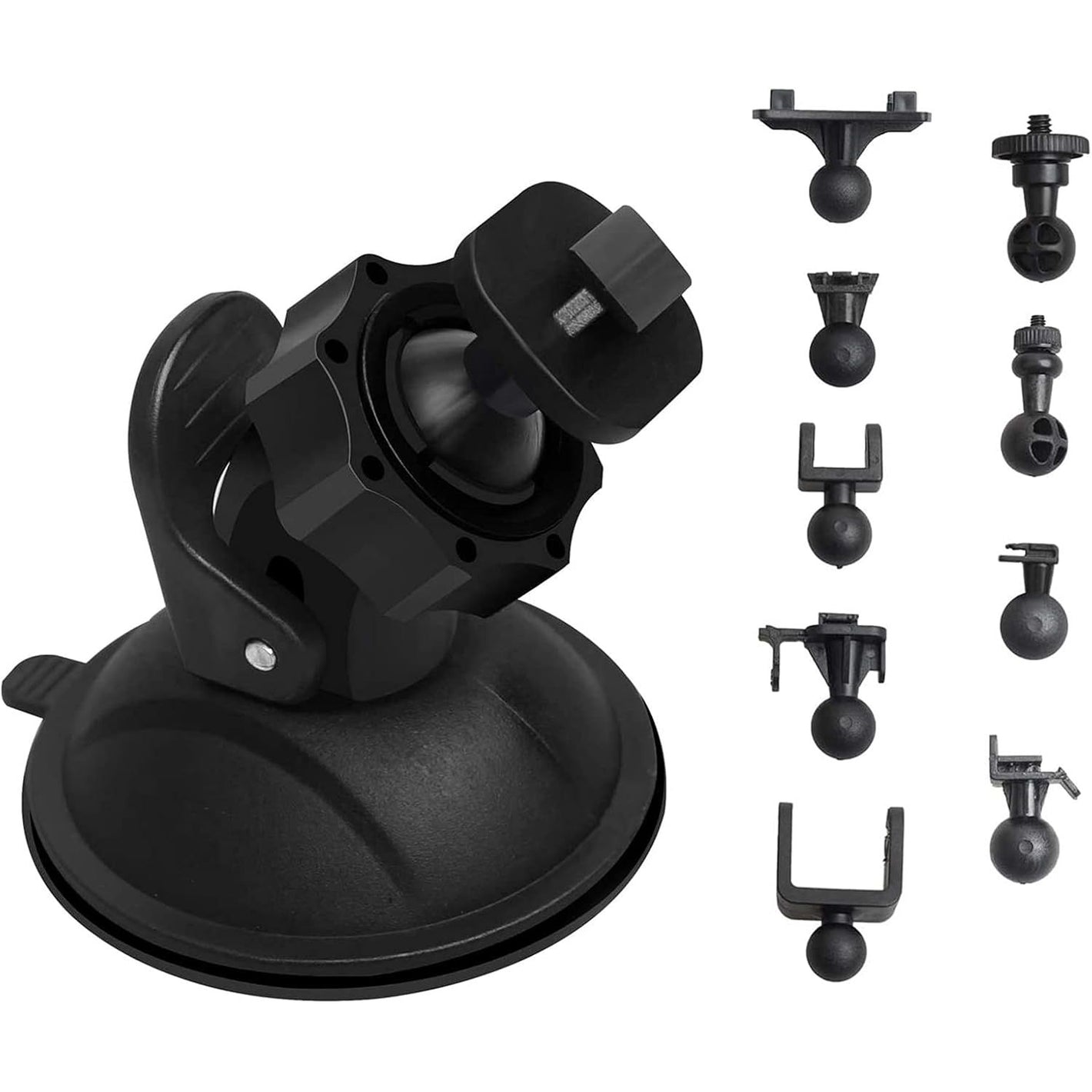 TiToeKi Dash Cam Suction Mount with 15+ Swivel Ball Adapters Compatible with Rexing V1, UGSHD, Falcon F170, KDLINKS, Vantrue, APEMAN, Z-Edge, Roav, Old Shark, YI, Peztio, UGSHD and Most Dash Cameras
