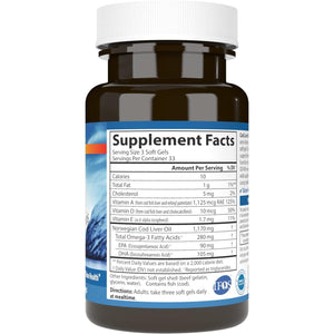 Carlson - Cod Liver Oil Minis, 280 mg Omega-3s + Vitamins A & D3, Heart Support & Cognitive Function, Vision Health, 100 Mini Softgels