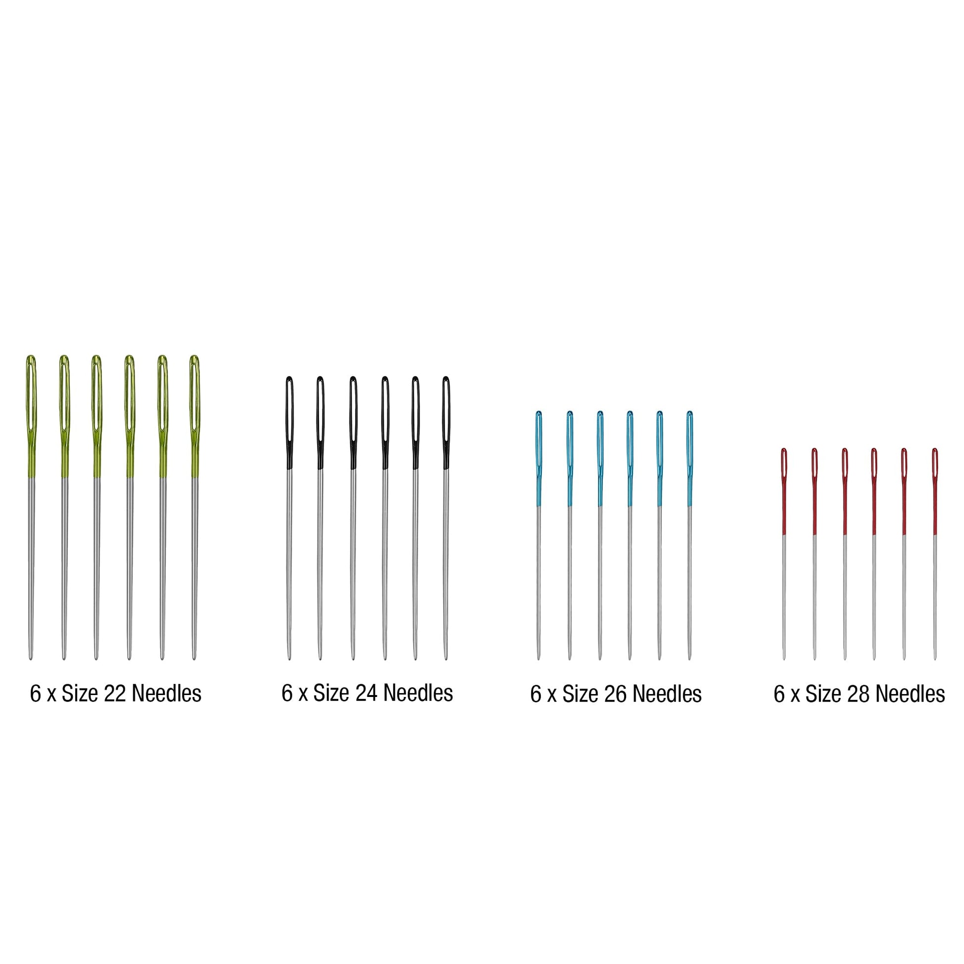 Buy now SINGER Tapestry Needles in Dial Compact, Assorted Sized Sewing Needles, Sizes 22, 24, 26, 28, Set of 24 at indiglob india