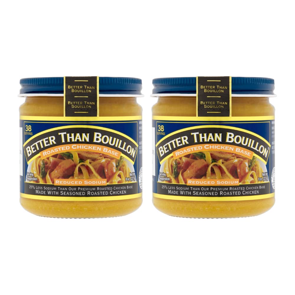 Buy now Better Than Bouillon Reduced Sodium Roasted Chicken Base, Made with Seasoned Roasted Chicken & Less Sodium, 38 Servings Per Jar 8 Ounce (Pack of 2) at indiglob india