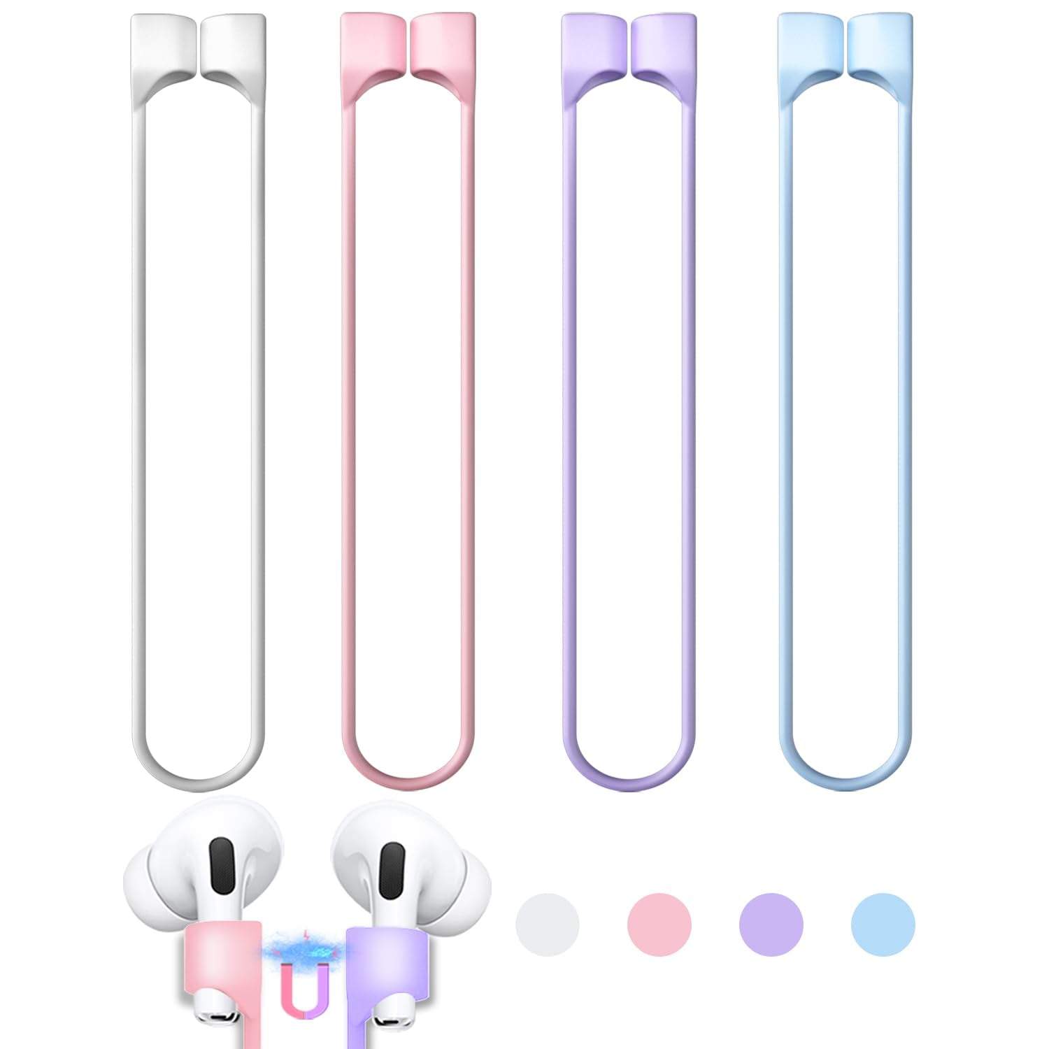Buy now 5 Pack Ultra Strong Magnetic AirPods Pro Straps, Anti-Lost Neck Cord for AirPods Pro 3 2025,AirPods 4th, AirPods Pro 2nd/1st, AirPod 3rd, AirPod 2nd/1st - 5 Pcs Silicone Sports Lanyard and 2 Ear Hook at indiglob india