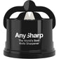 AnySharp – GLOBAL – Hands Free Knife Sharpener - Easy to Use Sharpening Tool with PowerGrip Suction Base and 20-Degree Pre-set Angle - For All Knives: Chef’s, Serrated, and Hardened Steel - Blue