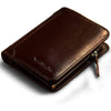 Men's Italian Genuine Cowhide Leather Extra Capacity RFID Bifold Wallet - 4 Coffee with Zipper