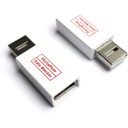 PortaPow USB Data Blocker (White 2 Pack) - Protect Against Juice Jacking