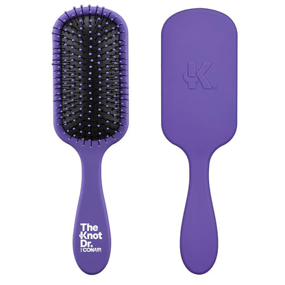 The Knot Dr. hair brush by Conair - Detangling hair brush - Removes Knots and Tangles in wet or dry hair- Black Neon w/Travel Case - Pink