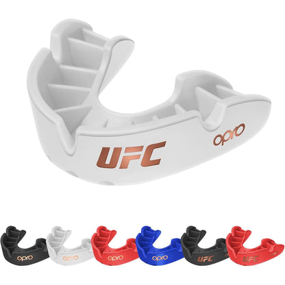 OPRO Bronze Level Sports Mouthguard – Custom-Fit, Breathable, Slim Design – Protective Mouth Guard for Football, Wrestling, Boxing, MMA, Lacrosse & All Contact Sports, Case Included – UFC Red, Adult