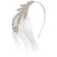 BABEYOND 1920s Flapper Headband Accessories Roaring 20s Feather Hair Band Vintage Gatsby Party Accessories (Silver)