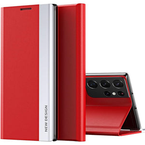 CCSmall Case for Samsung Galaxy S21 Ultra (Not fit S21) Premium PU Leather Cover [Shockproof TPU Interior Case] Stand Flip Phone Case for Samsung Galaxy S21 Ultra CX Red