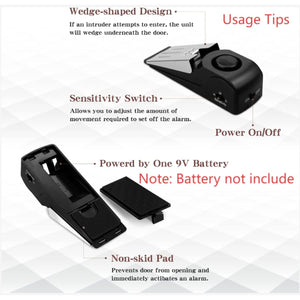 EMDMAK Door Stop Alarm with 120DB Siren Door Stop for Home & Travel (Black) (Pack of 2)