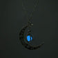 Aimimier Luminous Moon Necklace Stone Pendant Necklace Halloween Fluorescent Necklace Glow in The Dark Accessories for Women