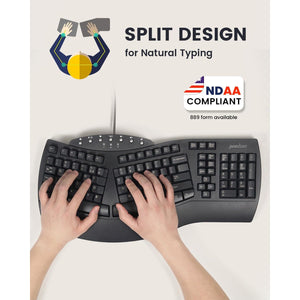 Perixx PERIBOARD-512B Wired Ergonomic Keyboard - Split Keyboard, Wrist Rest, Natural Typing - Wired USB Connectivity - US English - Black
