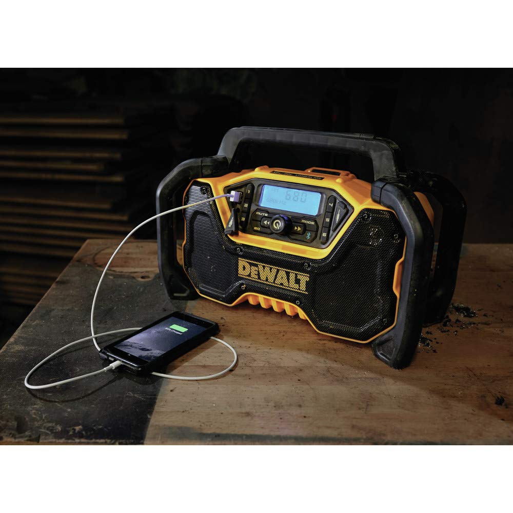 Buy now DEWALT 12V/20V MAX Portable Bluetooth Radio, Cordless, 100 ft Range, 3.5” Subwoofers, Jobsite (DCR028B) at indiglob india