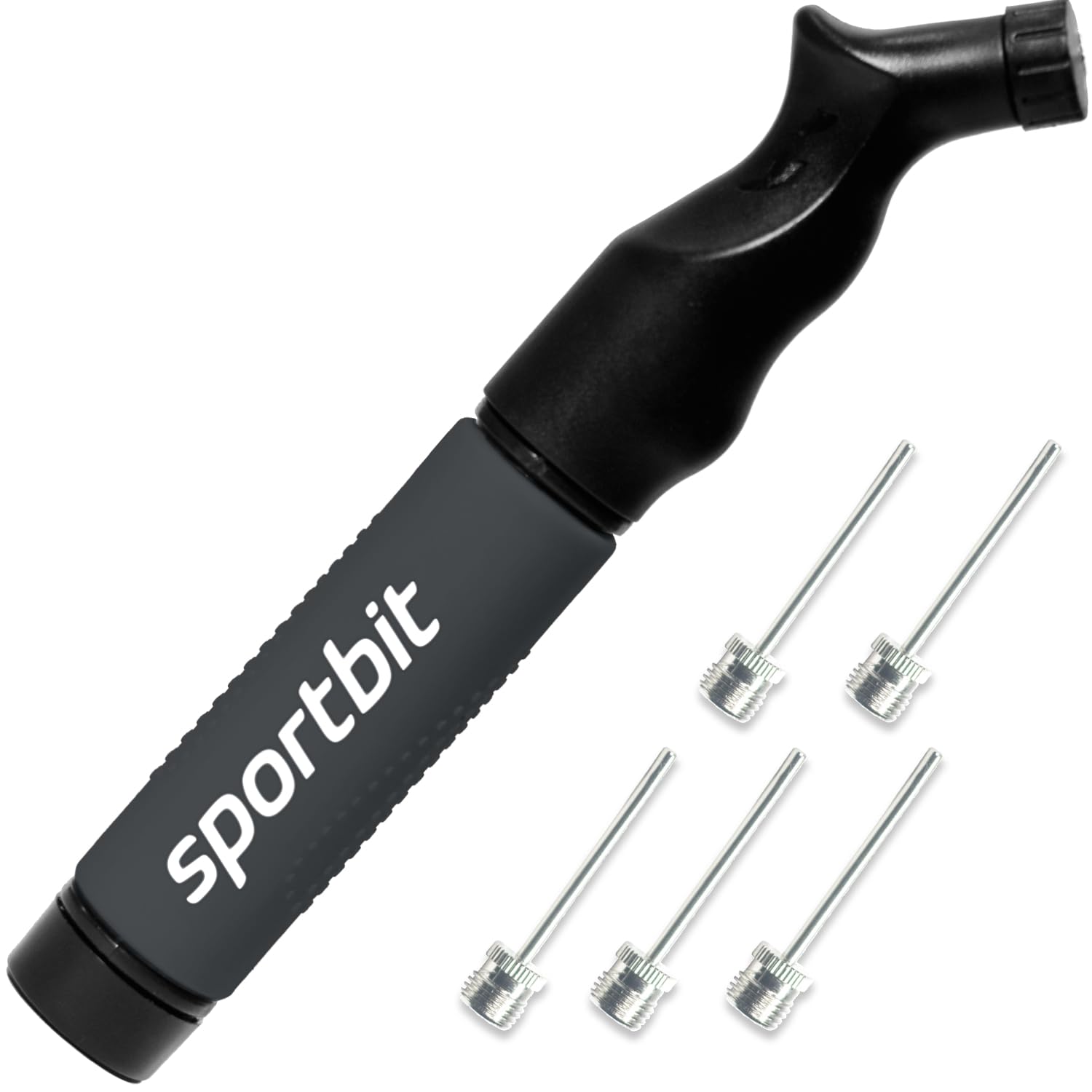 Buy now SPORTBIT Ball Pump for Sports Balls - Push & Pull Inflating System - Hand Pump for All Exercise Balls - Volleyball Pump, Basketball Inflator, Football & Soccer Ball Air Pump - Goes with 5 Needles Set GREY at indiglob india