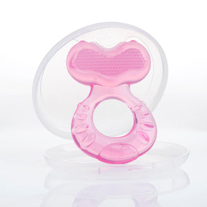 Nuby Silicone Teethe-EEZ Teether with Bristles, Includes Hygienic Case, Pink