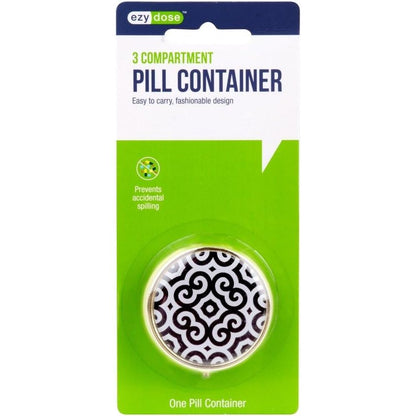 EZY DOSE Daily Round, Compact, Small, Discrete, Portable On-The-Go Pocket Pharmacy, Pill Box, Organizer and Vitamin Containers, Snap Shut Lids, Travel Friendly, Blue and Green, 2 Pack, BPA Free