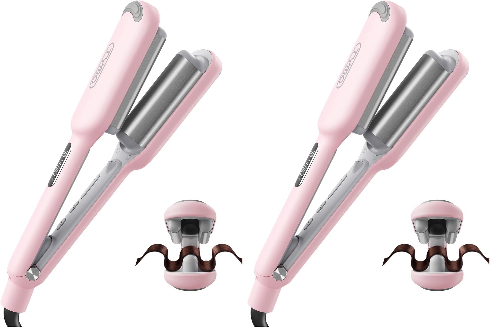 Buy now Curling Iron Hair Crimper Waver - TYMO ROVY Beach Waves Curling Wand, Ionic Deep Waver Hair Curler Tool with Ceramic 3 Barrel for Women, Dual Voltage, Anti-Scald, Easy to Use, Pink, 1.25 Inch at indiglob india