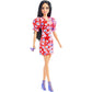 Barbie Fashionistas Doll #177 with Long Black Hair & Color Block Floral Dress & Accessories Including Strappy Purple Heels & Butterfly Ring