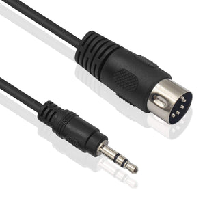Poyiccot MIDI Cable, 1.5M/5Ft 5-Pin DIN Plugs Male to 3.5mm 1/8 inch TRS Male Jack Stereo Plug Converter Cable Audio Cable (DIN-3.5mm)