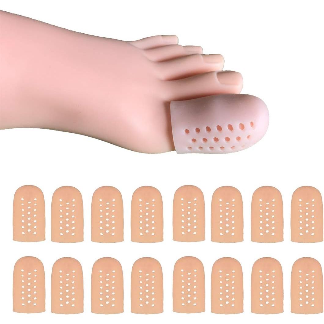 16 Pieces Toe Caps for Big Toe, Breathable Toe Protector, Toe Covers Sleeves with Holes, Protect Toe from Rubbing, Ingrown Toenails, Corns, Blisters and Other Painful Toe Problems