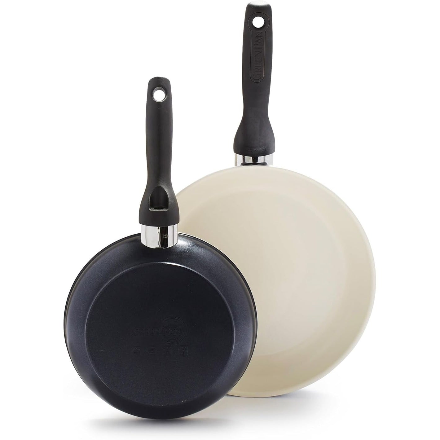 GreenPan Rio 8" and 10" Frying Pan Skillet Set, PFAS-Free, Healthy Ceramic Nonstick Cookware, Stay-Cool Bakelite Handles, Dishwasher Safe, Easy Clean, Durable Performance, Black