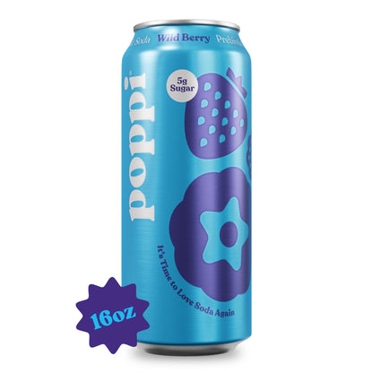 Buy now Poppi Prebiotic Soda Beverage with Apple Cider Vinegar, Seltzer Water and Fruit Juice, Wild Berry Flavor, 16 Fl Oz, Pack of 12, Packaging May Vary at indiglob india