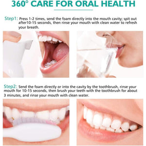 Foam Toothpaste 2PCS,Stain Removal Toothpaste for Sensitive Teeth,Teeth foaming Whitening,Baking Soda Spearmint Whitening Mousse Mouth Wash Water for Travel Friendly