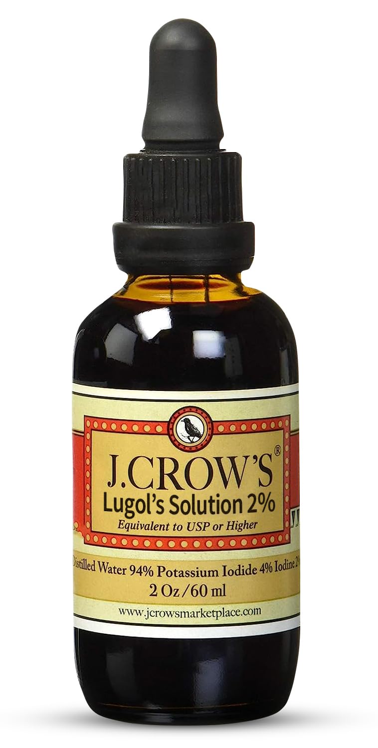Buy now J.CROW'S® Lugol's Solution of Iodine 2% 2 oz (3 Bottles) – Premium Iodine & Potassium Iodide Liquid, Gluten &, Alcohol-Free Natural Brine Extract, No Expiration at indiglob india