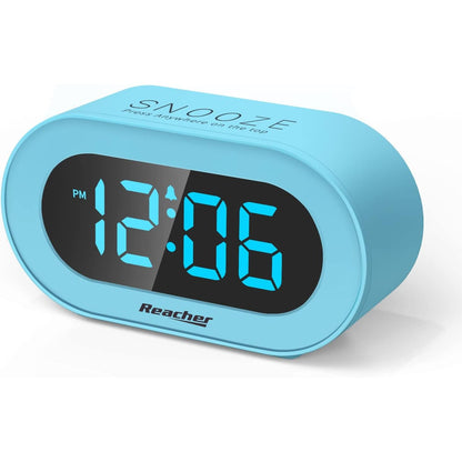 REACHER Small Digital Rainbow LED Alarm Clock with Snooze, Easy to Use, Full Range Brightness Dimmer, Adjustable Alarm Volume, Outlet Powered, Compact Clock for Bedroom, Bedside, Desk, Shelf…