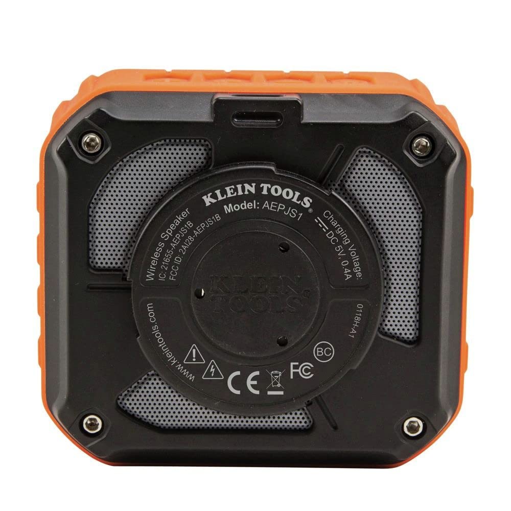 Buy now Klein Tools AEPJS1 Bluetooth Speaker, Wireless Portable Jobsite Speaker Plays Audio and Answers Calls Hands Free, IPX5, Worksite Ready at indiglob india