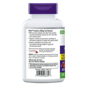 Natrol, Cranberry Fast Dissolve Tablets, Dietary Supplement, Supports Urinary Tract Health, Contains Antioxidants, 250 mg, 120 Count