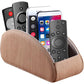 All-in-One Leather White TV Remote Holder for Remote Conrtols with 5 Compartments Nightstand Desktop Media Player Remote Caddy Storage Box Organizer Tray for Mobile Office Stationery Phone Controller