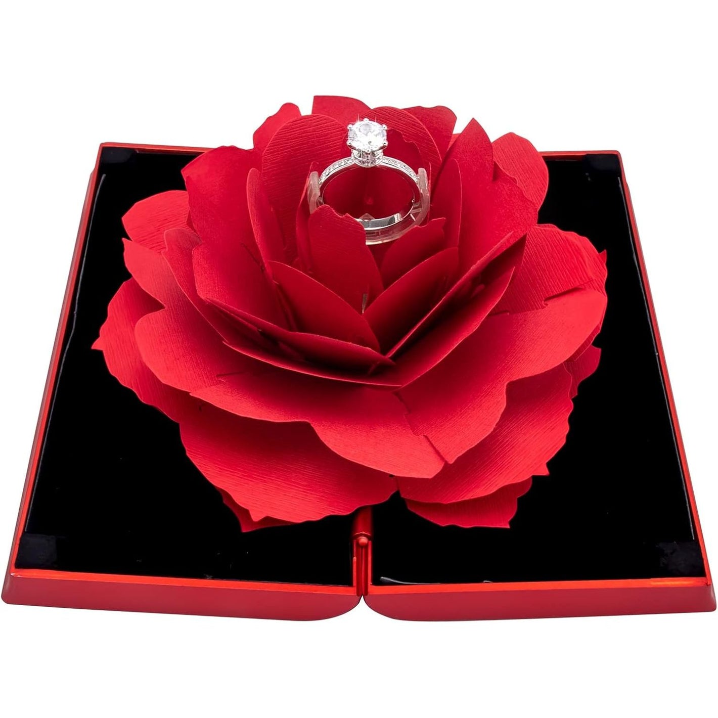 Engagement Ring Box,Ring Rose Box Surprise Jewelry Storage Holder for Woman as Proposal Engagement Wedding Ring Jewelry Gift ect.