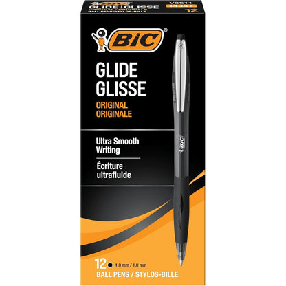 BIC Glide Blue Retractable Ballpoint Pens, Medium Point (1.0mm), 12-Count Pack, Ultra Smooth Writing Blue Pens