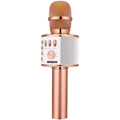 BONAOK Wireless Bluetooth Karaoke Microphone,3-in-1 Portable Handheld Karaoke Mic Speaker Machine Home Party Birthday for All Smartphones PC(Q37 Rose Gold)