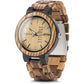 BOBO BIRD Week and Date Multi-Functional Display Men's Zebra Wooden Quartz Watch Lightweight Handmade Casual Wristwatches with Gift Box