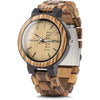 BOBO BIRD Week and Date Multi-Functional Display Men's Zebra Wooden Quartz Watch Lightweight Handmade Casual Wristwatches with Gift Box - Brown Dial