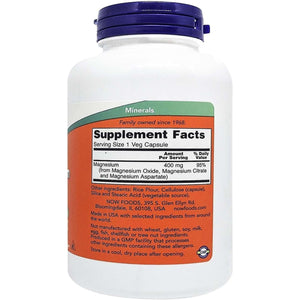 NOW Magnesium 400mg, 180 Veg Capsules