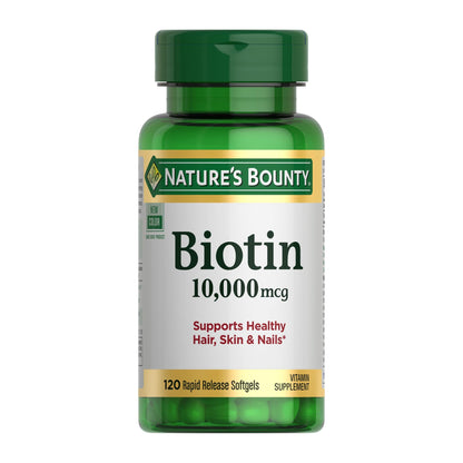 Buy now Nature's Bounty Biotin Hair Skin and Nails Vitamins, Supports Healthy Hair, Skin and Nails, 10,000 mcg, 120 Softgels (Pack of 1) at indiglob india