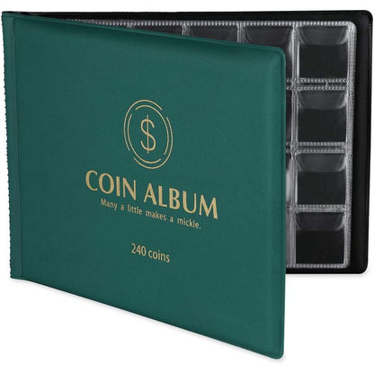 MUDOR Coin Collection Holder Album for Collectors, 240 Pockets Coin Collection Book Office Supplies